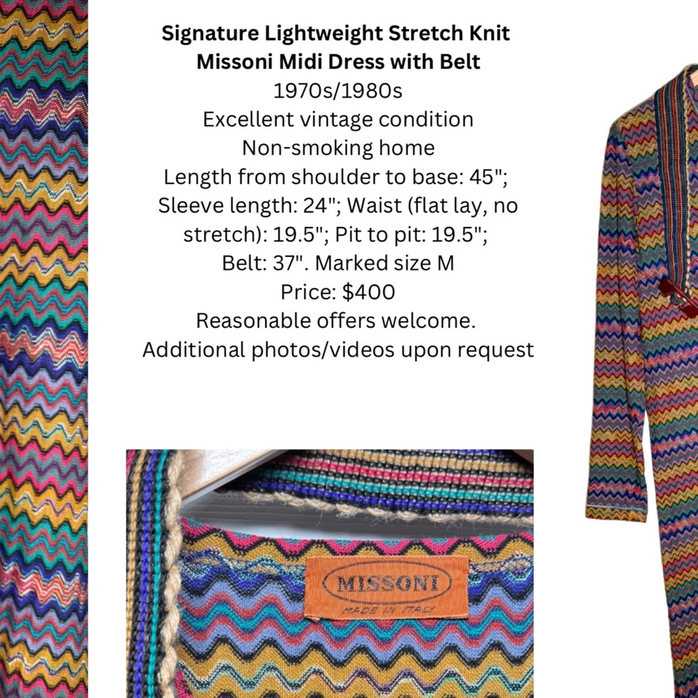 Vintage Missoni Colorful Zigzag Knit midi dress - Picture 10 of 10